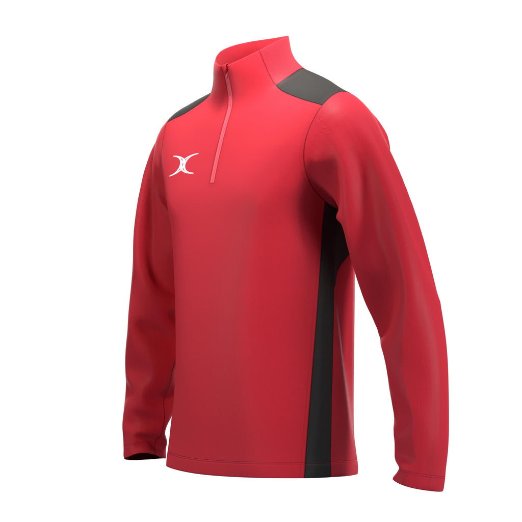 RCCC25Clothing TOP QTR ZIP FLEECE ATOM RED BLACK M-Three Quarter Left