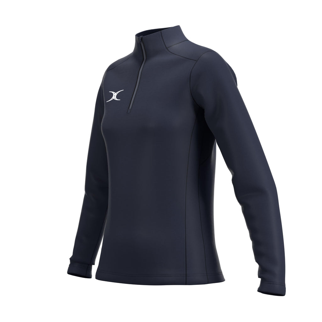 RCCE25Clothing TOP QTR ZIP FLEECE ATOM DARK NAVY WOMEN 10-Three Quarters Left