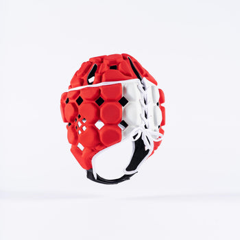 RPBJ26Body armour_Mouthguards Octane Headguard Red White, Rear Angle
